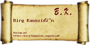 Birg Kasszián névjegykártya